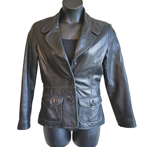 Winlit Jackets & Blazers - Vintage Winlit Blazer Thick Short Leather Jacket 90’s Black Size Small Buttery